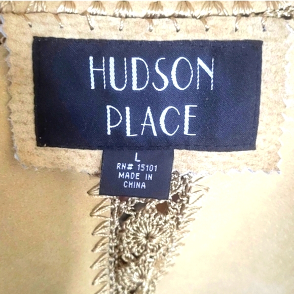 NWOT Hudson Place Leather and Lace Coat. L. - Picture 3 of 7